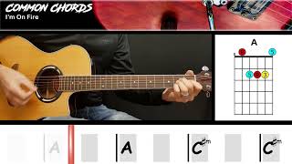 Im On Fire  Bruce Springsteen  EASY GUITAR CHORDS  Common Chords [upl. by Eah]