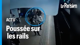 Belgique  une personne poussée sur les rails du métro Miracle la rame sarrête à temps [upl. by Nraa335]