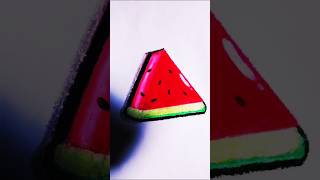 Drawing piece of watermelon 🍉😋 youtubeshortvidiowatermelon [upl. by Grania3]