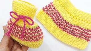 Easy Knitting Baby Socks  Shoes  Booties [upl. by Alledi652]