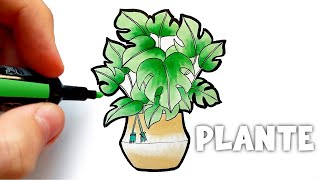 Comment dessiner une plante en pot  monstera [upl. by Eindys]