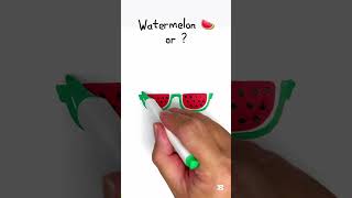 Watermelon 🍉 or Sunglasses 😎 acrylic markers drawing for kids kids easydrawing watermelon [upl. by Idner]