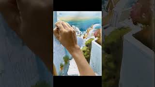 Santorini Sunscape A Journey in Watercolour watercolorpainting artisticexploration art artistic [upl. by Imuya]