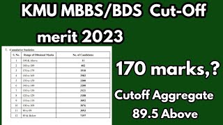 KMU MBBSBDS cutOff merit 2023Expect merit list for admission in mbbs bds 2023Mbbs cutoff merit [upl. by Lledroc]