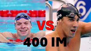 Michael Phelps VS Leon Marchand 400 IM  Side By Side Comparison [upl. by Lenny221]