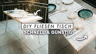 DIY Gartentisch mit Fliesen selber bauen für Terrasse amp Balkon  EASY ALEX [upl. by Lais373]