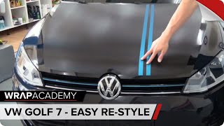 VW Golf 7  Easy ReStyle  Motorhaube Carbon mit Dekorstreifen [upl. by Smukler967]