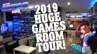 Huge 2019 Game Room Tour 2000 Games 100 Systems  Retro Gamer Girl [upl. by Ecela647]