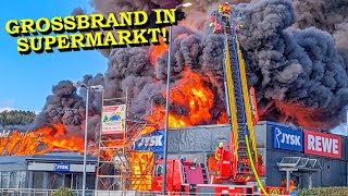 ERSTVIDEO  GROSSBRAND ZERSTÖRT SUPERMARKT  EXPLOSIONEN  FEUERWEHR im GROSSEINSATZ  Mosbach [upl. by Lipscomb743]