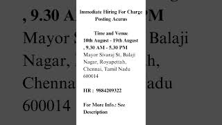 Immediate Hiring For Charge Posting Acurus [upl. by Shaeffer588]