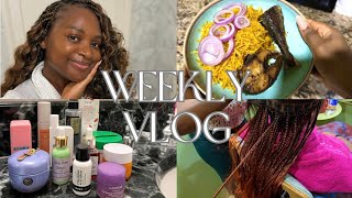 WEEKLY VLOG Updated night time skincare  Making Abacha  New hair [upl. by Nannerb]