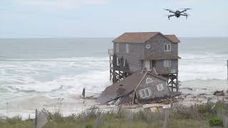 Dramatic Video Shows Moment Third Rodanthe House Collapses Into Ocean [upl. by Ulric]