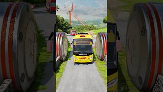 Cement Trucks and Cargo Bus CRASH into Bollardsbeamng shorts beamngdrive [upl. by Koosis]