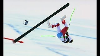 Swiss Marc Gisin Horror Crash In World Cup Downhill In Val Gardena Italy  15122018 [upl. by Noinatrad]