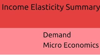 Summary on Income Elasticity  Demand Micro Economics  CA CPT  CS amp CMA Foundation  Class 11 [upl. by Prochoras]