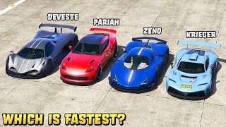 GTA 5  OVERFLOD ZENO vs PARIAH vs DEVESTE EIGHT vs KRIEGER  Which is Fastest [upl. by Gristede668]