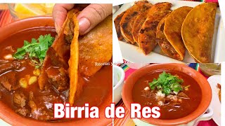 BIRRIA DE RES CON CONSOMÉ Y TACOS UNA RECETA DELICIOSA FACIL Y RAPIDA [upl. by Corin745]