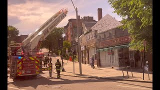 View from the Green Line  Firetruck Ladder Extended in Brookline MA [upl. by Aroc]