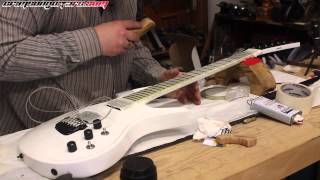 Tutorial Ep 2 of 2  How to level and crown the reglued frets of a Parker guitar [upl. by Enitsahc59]