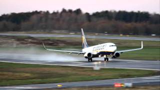 Ryanair Boeing 7378AS EIDAP takeoff from RWY 18 at Oslo Torp 28102011 [upl. by Ydennek]