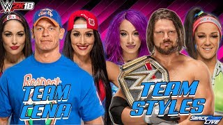 John Cena amp Brie Bella amp Nikki Bella vs AJ Styles amp Sasha Banks amp Bayley  Smackdown Live 2018 [upl. by Enirehtahc531]