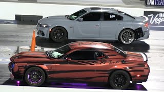 Hellcat Redeye vs Charger Scat Pack Widebody  muscle cars drag racing [upl. by Gaultiero]