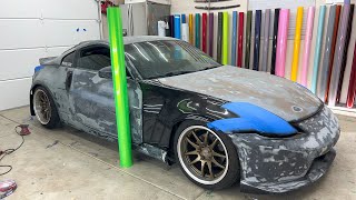 NISSAN 350Z With No Paint Wrap Guide  Hardest Body Kit Parts In Real Time [upl. by Okin819]