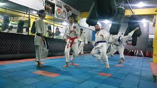 Ura Mawashi geri training with punches in Elite martial arts Dojo Scheme 3 Rawalpindi 03219566605 [upl. by Nosnhoj]