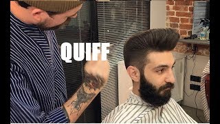 The Quiff haircut tutorial by Russian Barber Andrew Shefer short pompadour haircut with no fade [upl. by Christiana959]