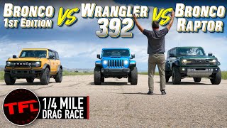 Does The New Bronco RAPTOR Have What It Takes to Demolish The HEMI V8 Jeep Wrangler In a Drag Race [upl. by Shulins]