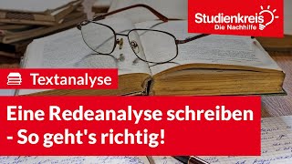 Eine Redeanalyse schreiben  So gehts richtig  Deutsch verstehen mit dem Studienkreis [upl. by Justinian415]