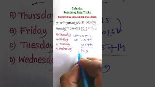 Calender Reasoning Tricks Reasoning Classes for SSC CGL GD CHSL MTS RRB Special Exams [upl. by Rochette451]