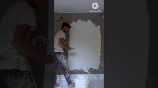 Wall putty designwall apply popper 1st coat waterfroof putty shorts painting design workout [upl. by Lejeune]