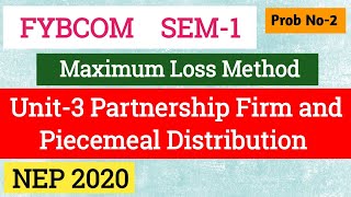 Maximum Loss Method  Unit3  Problems No2  FYBCOM SEMI  accounting sppu exam [upl. by Jews]