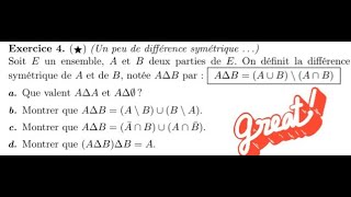 Algèbre1 💯 Smia 💯 bon exercice sur la différence symétrique théorie des ensembles [upl. by Nylzor457]