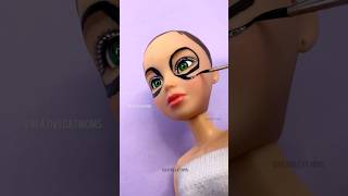 Following Barbie Makeup Vlog on my Doll💜💄 shorts barbie art makeup [upl. by Gavrila]