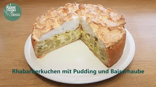 Rhabarberkuchen mit Puddingcreme und Baiser [upl. by Annol]