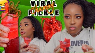 👀 TRIED THE VIRAL TIKTOK CHAMOY PICKLE KIT  KNOCKED THE BUN OUT OF MY HAIR   BEBE EATS [upl. by Sualokin]