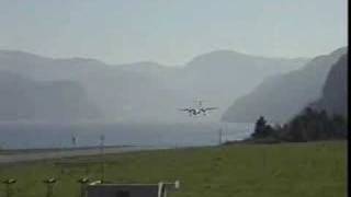 Dash8 landing Sandane Wideroe [upl. by Zelde]