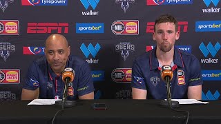 CJ Bruton and Mitch McCarron press conference v Perth Wildcats  Round 2 NBL24 [upl. by Aplihs]