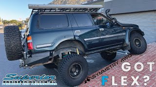 80 Series LandCruiser HUGE Flex Superior Engineering Dobinsons Suspension SetUp Test Long Travel [upl. by Etnuaed]