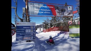 Pista di slittino di Croda Rossa Sesto Pusteria  ski area 3 Cime3 Zinnen  Dolomiti Superski [upl. by Nennahs]