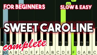 NEIL DIAMOND  SWEET CAROLINE  SLOW amp EASY PIANO TUTORIAL [upl. by Leuqcar]