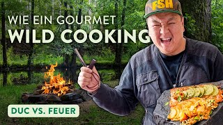 Lachs auf dem Feuer grillen 🔥  Wie ein Gourmet  Wild Cooking [upl. by Vallo]