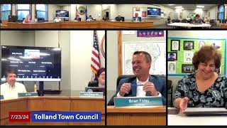 Tolland Town Council  July 23 2024 [upl. by Hctub1]