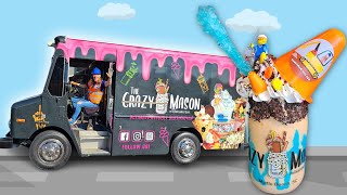 Ice Cream Truck for Kids  Handyman Hal explores Crazy Mason Milkshakes [upl. by Yekcir119]