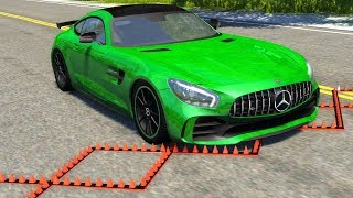 Spike Strip MultiVehicle Pileup Crashes 18  BeamNG Drive Police Spike Strip Testing [upl. by Skinner]