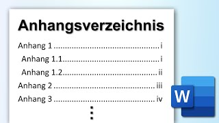 WORD separates Anhangsverzeichnis erstellen [upl. by Cirted]