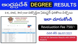 AU Degree Exam Results 2021 all semester  AP DEGREE Results march 2021  1st 3rd 5th semester [upl. by Anelam]