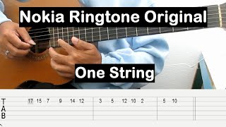 Nokia Ringtone Original Guitar Tutorial One String Guitar Tabs Single String Guitar Lesson Beginner [upl. by Hilton]